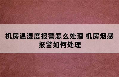 机房温湿度报警怎么处理 机房烟感报警如何处理